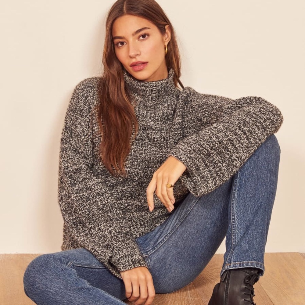 Reformation Black Marled Fern Sweater